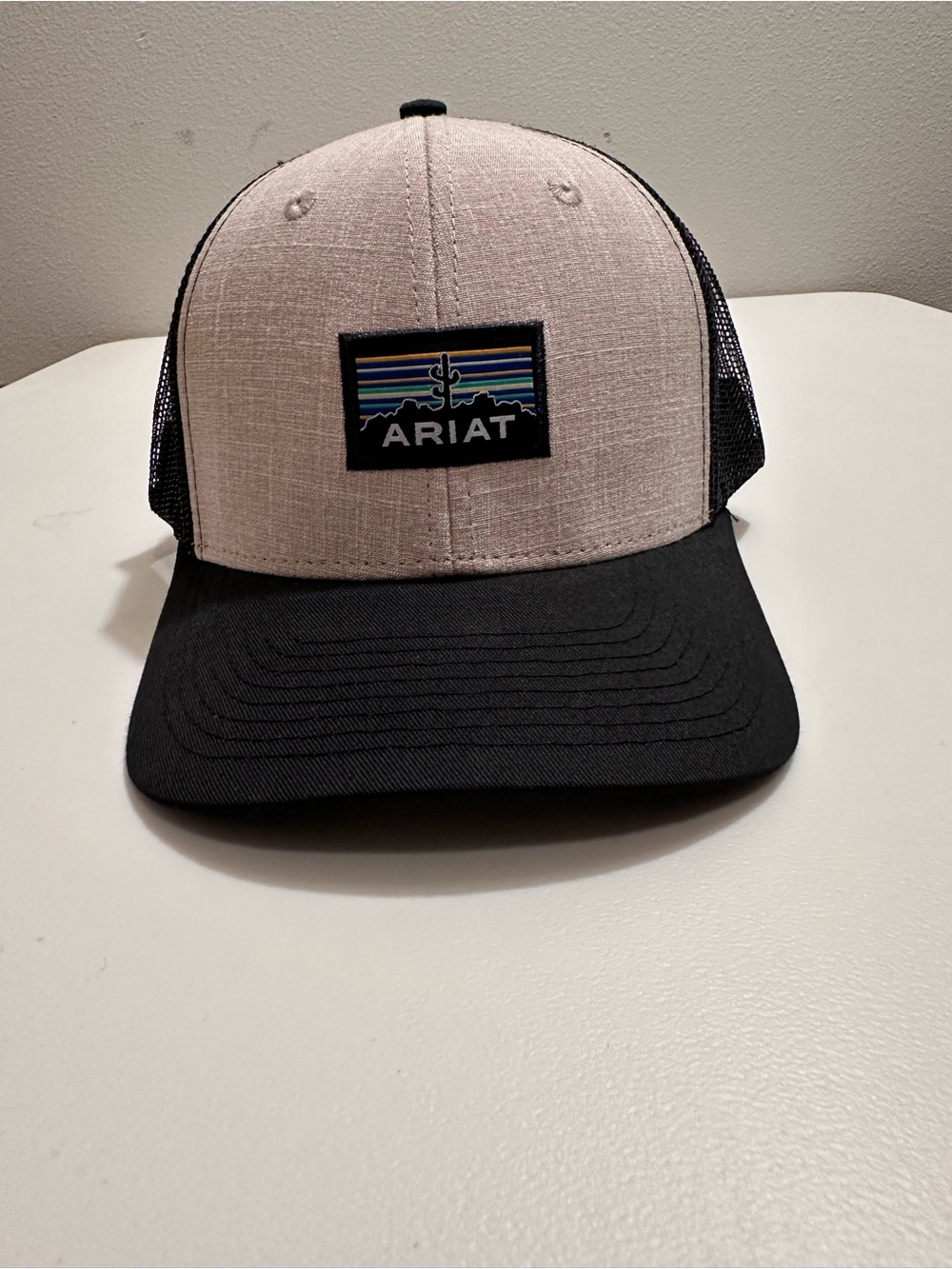Ariat Two-Tone Mesh Back Cap in Beige and Black